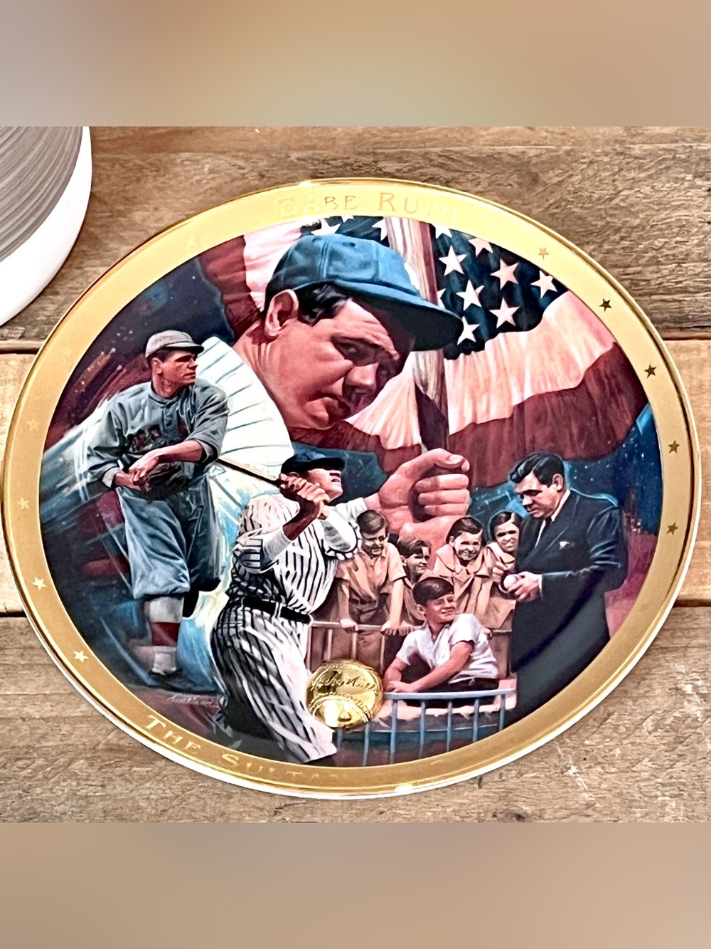 VTG 1995 Royal Doulton The Legendary Babe Ruth Plate Franklin Mint COA